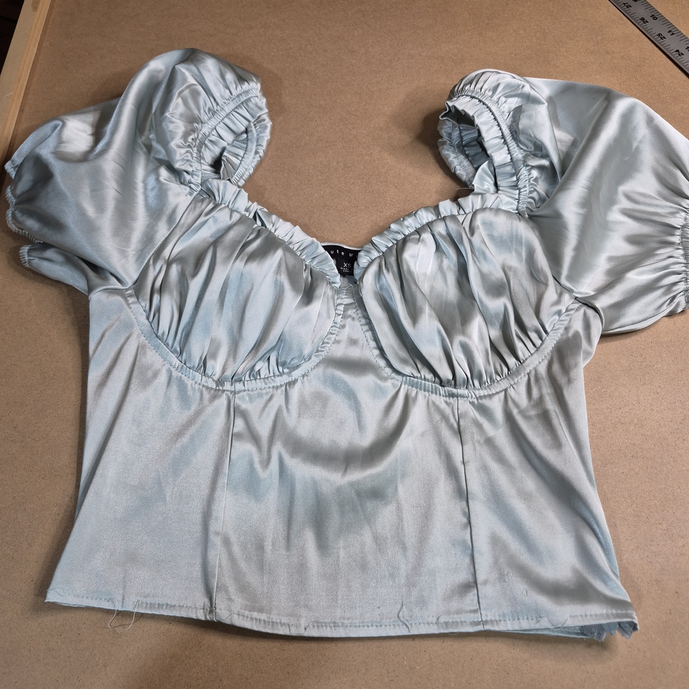 Haute Monde Light Blue Puff Sleeve Blouse